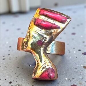 QUEEN NEFERTITI Copper Adjustable Handmade Ring. New.